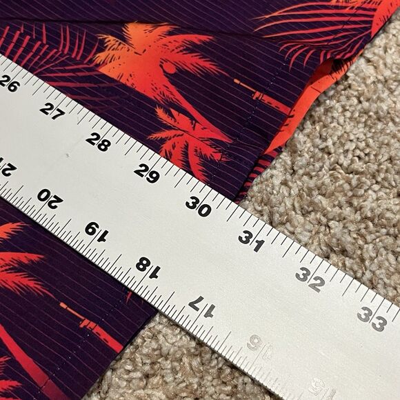 Retro Rifle Shirt Men’s Large Purple Orange Hawaiian Button Down Coastal Palm - Picture 6 of 7